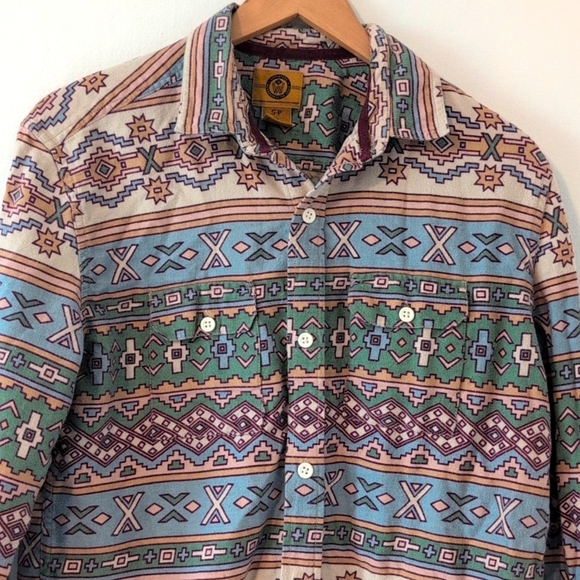 Vintage Stapleford Western Southwest Patterned Flannel Button Down Shirt sz S - Picture 5 of 9